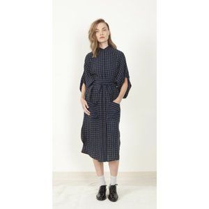 Schai Shirt Dress Womens Medium Eclipse Artisan Japanese Cupro‎ lagenlook check